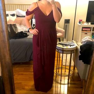 David’s Bridal OFF-THE-SHOULDER DRESS WITH CASCADE